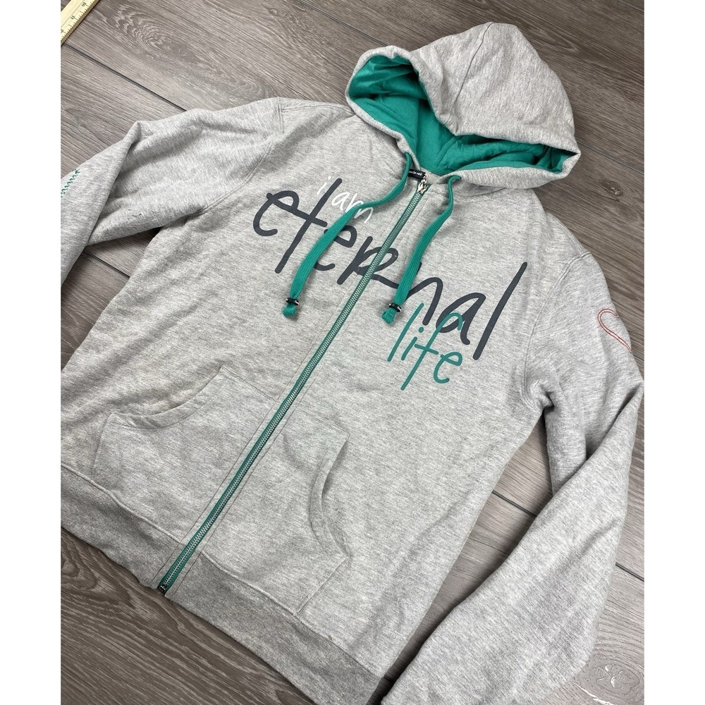 Peace Love World Women's I Am Collection Eternal Life Hoodie Grey Size Medium